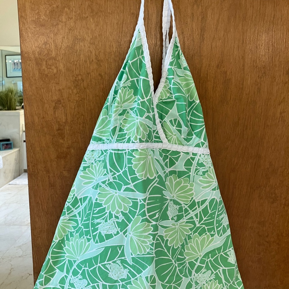 Lilly Pulitzer vintage cotton halter. Green & white